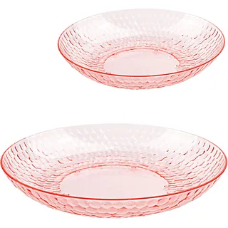 alles-meine.de GmbH Teller mit hohem Rand/Schale - Speiseteller - Ø 20,5 cm - rosa/pink/Rose - Glas Optik - Kunststoff Plastik - mehrweg Erwachsene & Kinder - transparent d..