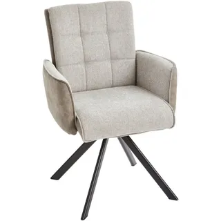 Livetastic Armlehnstuhl, Grau, Schwarz, Holz, Metall, Textil, Pappel, Sperrholz, Füllung: Schaumstoff, Drehkreuz, 61x91x64 cm, Sitzfläche 360° drehbar, Esszimmer, Stühle, Esszimmerstühle, Armlehnenstühle
