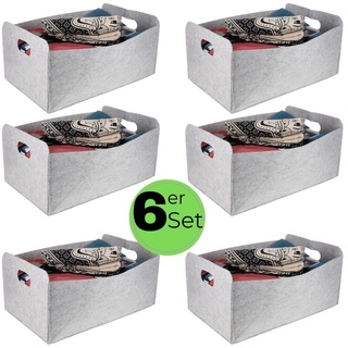 GarPet Aufbewahrungsbox 6x Aufbewahrungsbox faltbar Filz Stoff Box Aufbewahrungskorb Filzkorb