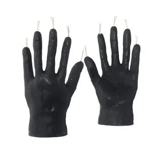 Nklaus - 2x Bienenwachs Rumeshand - schwarz Kerze - Handarbeit Figurenkerze Gothik Skull Halloween Ritualkerze Hand Tropfkerzen 36319