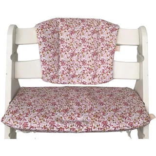 LUCCA kids, Hochstuhl-Sitzkissen, Einfache Reinigung, rutschfest, Kompatibel mit Hauck Alpha und ähnlichen Hochstühlen, Blumen Rosa