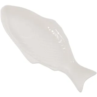 SECFOU Keramik Fischplatte Weiß, Kreative Form für Snacks, Dinner Plates | Servierplatten Fischform, Fisch Keramik, Servierteller Fischform, Schälchen Fischform