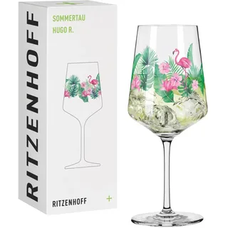 RITZENHOFF 2931014 Aperitifglas 500 ml - Serie Sommertau - Motiv Nr. 14 mit farbenfrohem Flamingo - Made in Germany