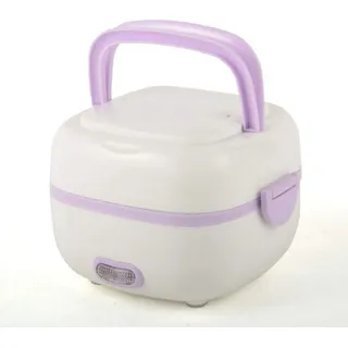 Tragbare Brotdose Lunchbox mit Warmhaltefunktion MINI Reiskocher Brotdose Brotbüchse Elektrisch Mahlzeit Box Warmhalten 200W 220V - Silber