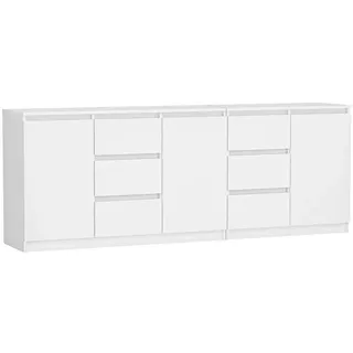 Raumhirsch Furniture Kommode Sideboard 200 cm breit (Maße 40 x 200 x 75 cm, 6 Schubladen, 3 Schranktüren) weiß