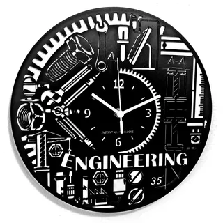 Instant Karma Clocks | Wanduhr mit Ingenieur-Design | Technisches und mechanisches Motiv | Geschenkidee für Ingenieure und Studenten