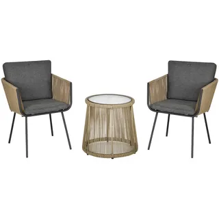 Outsunny Rattan Set 3-tlg. Grau