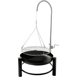 Stabiler Schwenkgrill mit Edelstahl-Grillrost und Feuerschale, perfekte Grillabende & gemütliche Lagerfeuer