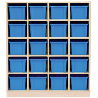 Garderoben-Fachregal CHIPPO mit 20 blauen Boxen
