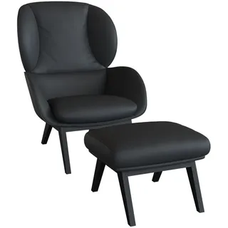 flexlux Ohrensessel Adria 78 x 100 x 96 cm Schwarz mit Holzfuß