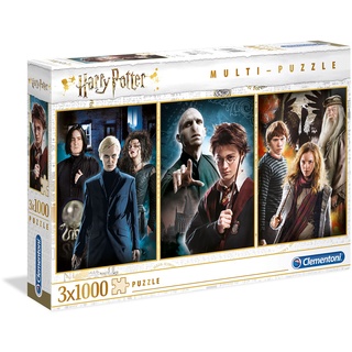 Clementoni 61884 Harry Potter – Puzzle 3 x 1000 Teile ab 9 Jahren, buntes Erwachsenenpuzzle mit kräftigen Farben, Geschicklichkeitsspiel für die ganze Familie, schöne Geschenkidee
