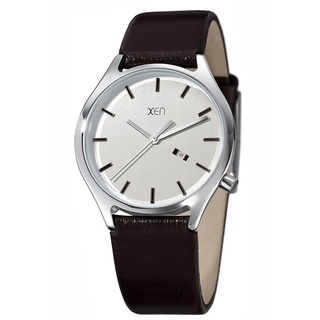 XEN Herrenuhr dunkelbraun XQ0236 Wasserdicht 50m Armband Leder mit Uhrenbox