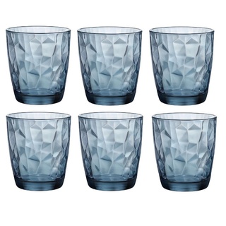 Bormioli Rocco Longdrinkglas Bormioli Rocco Diamond Ocean Blue Acqua Tumbler 305 ml 6er set, Glas blau