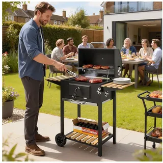 Outsunny Holzkohlegrill schwarz