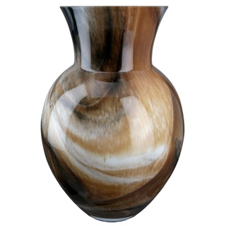 GILDE Glas Vase Draga - Dekovase Blumenvase Höhe 26 cm braun schwarz Mamor Optik - europäische Herstellung
