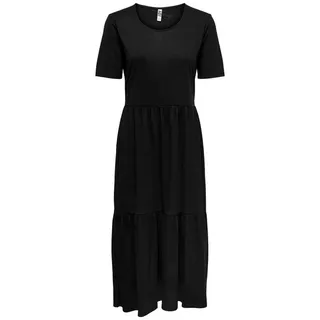 JACQUELINE de YONG Shirtkleid Lockeres Midi Rüschen Maxi Kurzarm Stretch JDYDALILA (lang, 1-tlg) JDYDALILA FROSTY S/S LONG DRESS JRS NOOS schwarz XS