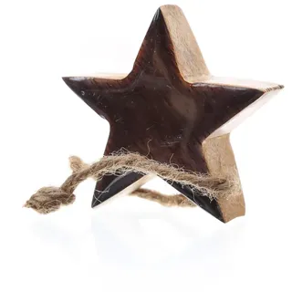 MARELIDA Holzstern Weihnachtsstern Hängestern Anhänger Jute Kordel emailliert schwarz