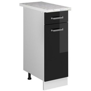 Vicco Unterschrank Küchenschrank + Arbeitsplatte R-Line Weiß Schwarz Hochglanz 30 cm schwarz|weiß