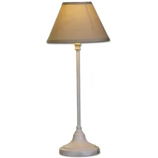 LOBERON Tischlampe Swindon - Wundervolle Antik-Lasur - Klassischer Look - Geradliniges Design - Tischleuchte - Baumwolle - Eisen, beige/antikweiß