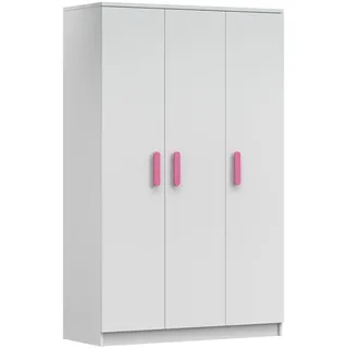 Deine Möbel 24 Kinderkleiderschrank INGE 19 in Weiß / Weiß + Grau / Weiß + Eiche Sonoma Jugendzimmer (Griffe in Rosa/Blau/Grün/Weiß/Eiche Sonoma/Grau) weiß