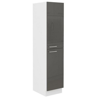 Küchen-Preisbombe Hochschrank Midi Küche 30 Lara Grau Glanz + Weiss matt Küchenzeile Küchenblock grau