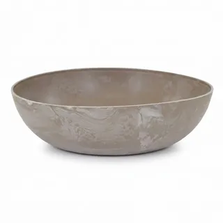 colourliving Pflanzschale Bowl Serie Stone, Flache Schale rund aus recyceltem Kunststoff, Steinoptik, wetterbeständig für Balkon Terrasse Fensterbank, Varianten Farbe Größe (Sand, Groß)