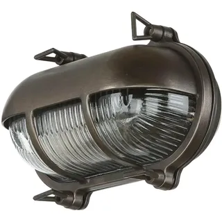 Licht-Erlebnisse Außenleuchte Messing Riffelglas H: 13,0 cm E27 IP64