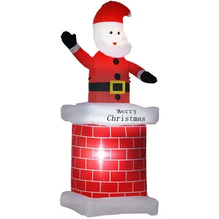 Homcom Aufblasbarer Weihnachtsmann mit Schornstein Kunststoff 70 x 210 x 80 cm 1 St. Mehrfarbig