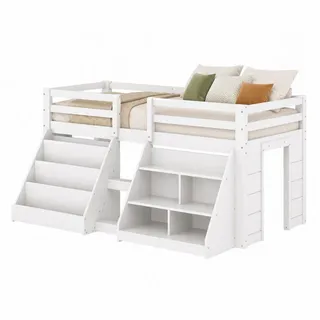 Meubliv Halbhochbett, Weiß, Holz, 90x200 cm, Kinderzimmer & Jugendzimmer, Kindermöbel, Kinderbetten, Kindereinzelbetten