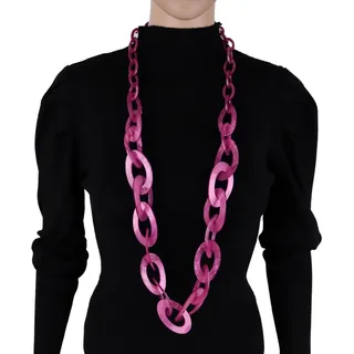 MIRROSI Lange Kette Damen Statement Halskette HARZ ca.95cm lang (perfekt für Pullover, Bluse, Shirt), Bunte Halskette lila