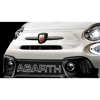 Original Abarth Schriftzug für Vordere Gitter - Buchstaben für FIAT 500 & Punto Evo Kühlergrill Dekoration im Originalstil Logo für Vorderen Grill - Grau