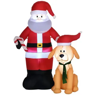 MC Star Weihnachtsfigur Weihnachtsdeko, Weihnachtsmann mit Hund, aufblasbar, groß (inkl. Gebläse, 117 x 80 x 157 cm)