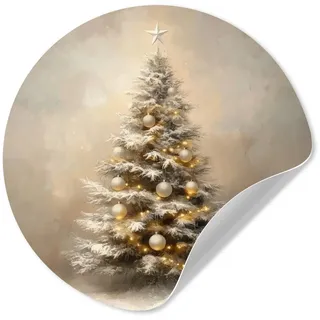 MuchoWow Wandsticker Weihnachten - Weihnachtsbaum - Schnee - Kunst (1 St), Wandtattoo Selbstklebend, Wohnzimmer Deko Aufkleber, 30x30 cm 30 cm x 30 cm x 0.1 cm