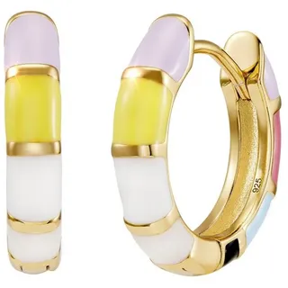 Firetti Paar Creolen Schmuck Geschenk Silber 925 Emaille, Made in Germany bunt|gelb|goldfarben|rot|schwarz