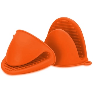 2 x -Ofenhandschuhe, Silikon, hitzebeständig, Verbrühungsschutz, für Klemmgriffe, Topflappen und Topflappen, Orange