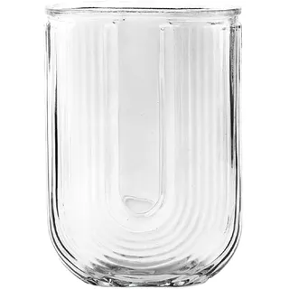 belupai Blumenvase aus Klarem, Geripptem Glas, Moderne, Transparente, U-förmige, Vertikale Glasvase, Geriffelte, Gestreifte, Dekorative Vase für Zuhause, Wohnzimmer, Tischdekoration(#1)