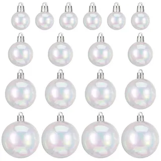 LuxusKollektion Christbaumschmuck Weihnachtskugel Ornamente 18 Stk. Befüllbar Klar Schillernd weiß