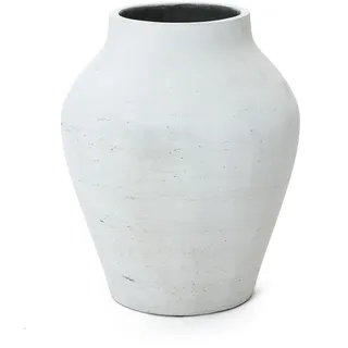 Hometopia Große Vase Weiß aus Beton 34 cm, Wabi-Sabi Blumenvase Minimalistisch, Handgefertigte Dekovase für Pampasgras & Trockenblumen, Moderne Bodenvase für Wohnzimmer & Flur