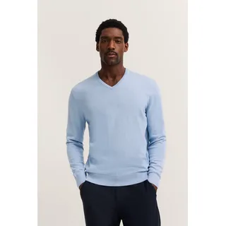 Bugatti V-Ausschnitt-Pullover "Basic Essential", Herren, Gr. XL, blau (hellblau), 100% Baumwolle, regular fit, V-Ausschnitt, Rippbündchen, Pullover, aus reine Baumwolle