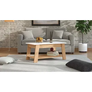 Home affaire Couchtisch Piave Kaffeetisch, 101 cm, in trendigen Farben, modern, mit Ablage, rechteckig, Artisan Eiche, ideal für kleine Räume weiß