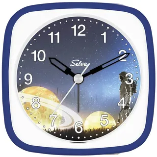 Selva Technik Wanduhr SELVA Exklusiv Kinderwecker, lautlos blau