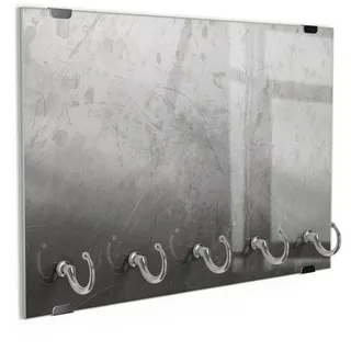 DEQORI Schlüsselbrett 'Abgenutzter Edelstahl', (1 St), Schlüsselhalter Schlüssel Haken Schlüsselboard modern Schlüsselleiste silberfarben
