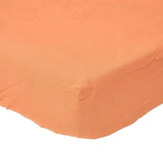 Homescapes Leinen Spannbettlaken Burnt Orange, 100 x 200 cm