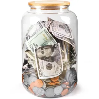 Mczcent Sparschwein Groß, 3.2L Sparbüchse Transparent für Geld Münzen Spardose Groß Plastik Durchsichtig, Grosse Münzen Spardosen Piggy Coin Money Saving Bank Jar Box