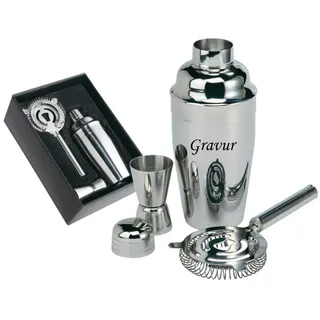 Edelstahl Cocktail Shaker Bar Set Zubehör Cocktailset Mixer 3-TLG. inkl. Gravur personalisiert Geschenk Geburtstag Weihnachten