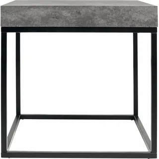 Couchtisch TEMAHOME "Petra" Tische Gr. B/H/T: 55 cm x 53 cm x 55 cm, grau (beton, optik, schwarz) Eckige Couchtische eckig Tisch mit einer Tischplatte in Beton-Optik und einem schwarzen Beingestell