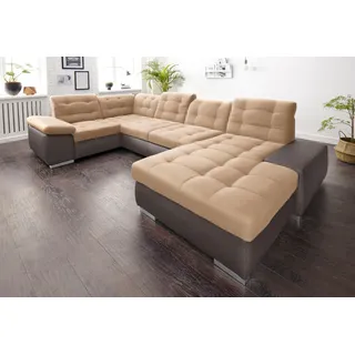sit&more Wohnlandschaft SIT & MORE "Ontario U-Form", braun (mokka, cappuccino), B:355cm H:75cm T:208cm, Luxus-Microfaser (Variante 2: 90% Polyester, 10% Polyamid);Flachgewebe (100% Polyester);Luxus-Microfaser (Variante 1: 100% Polyester), Sofas, Wohnlandschaft, 