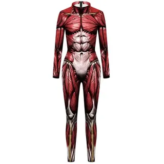 JPXJGT Men's and Women's Tight Bodysuit Body Muscle Printing Bodysuit(XL,Red) - Red