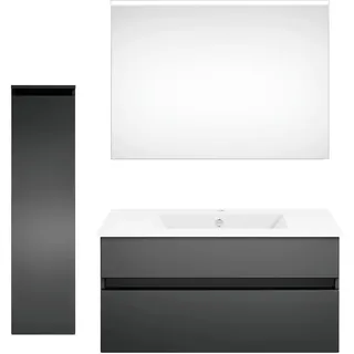 Puris Badezimmer Get2You, Grau, Dunkelgrau, Holzwerkstoff, 4-teilig, 2 Schublade(n) Schubladen, 122.4 cm, Goldenes M, Made in Germany, hängend, Badezimmer, Badmöbelsets & Badmöbelserien, Badmöbel-Set
