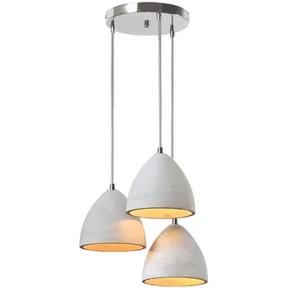 Hängeleuchte SALESFEVER "Thea" Lampen Gr. Höhe: 120 cm, grau (betongrau, silberfarben) Pendelleuchten und Hängeleuchten 3x Lampenschirme aus Beton